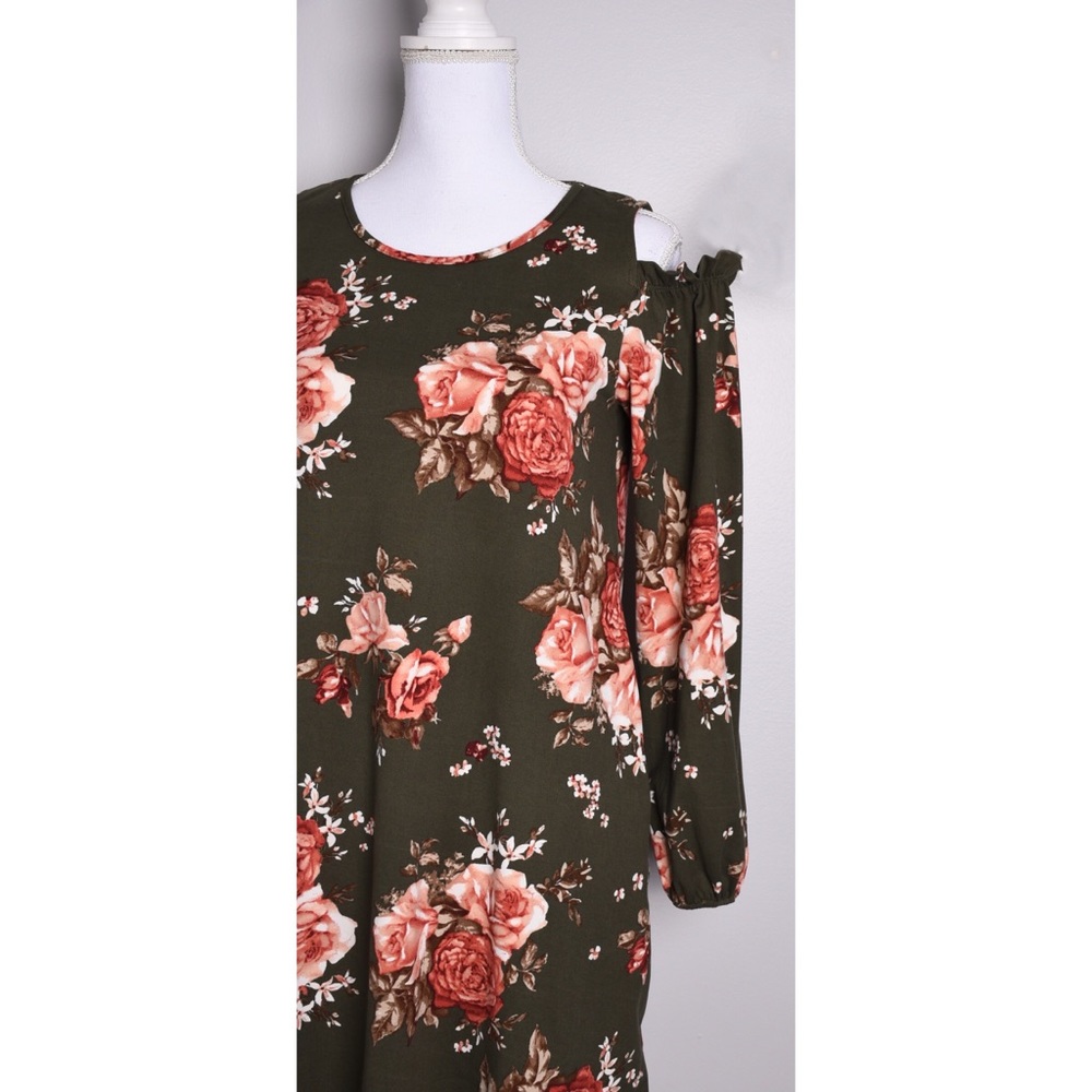 Sweet Pea Floral Cold Shoulder Long Sleeve Dress - Picture 5 of 8